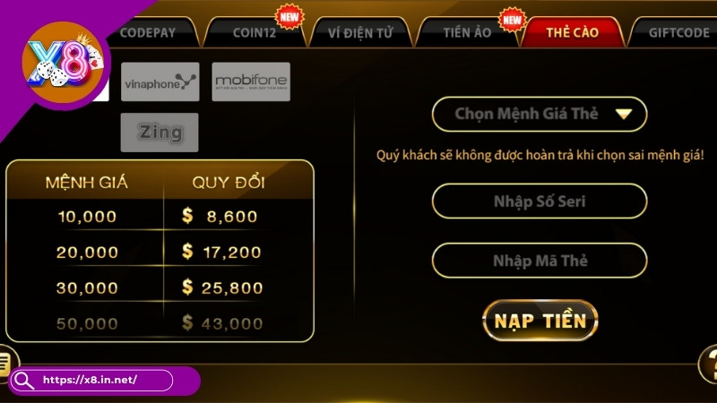 Nạp Tiền X8 - Cách Chuyển Vốn An Toàn, Đơn Giản, Siêu Tốc