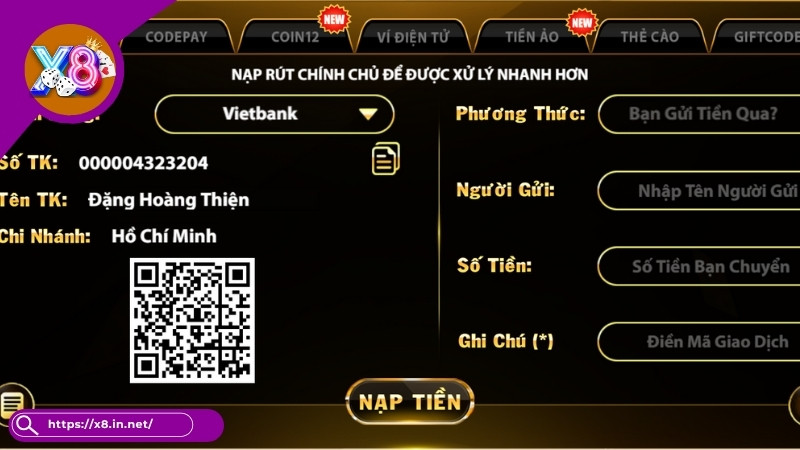 Nạp Tiền X8 - Cách Chuyển Vốn An Toàn, Đơn Giản, Siêu Tốc